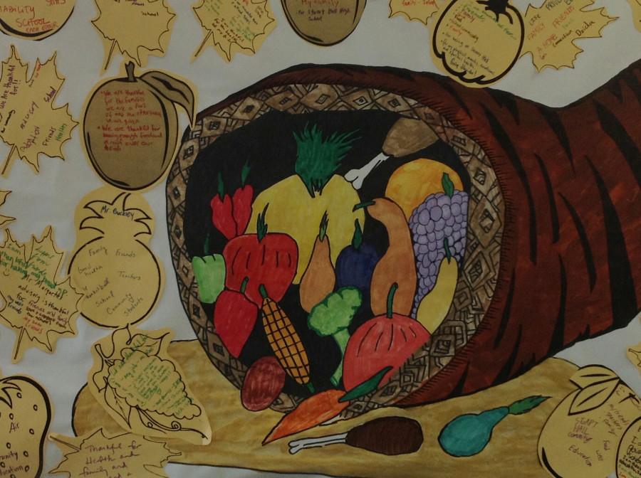 Thanksgiving art created by Duncan McDonnell '16 and Stuart Hall High School advisory groups
