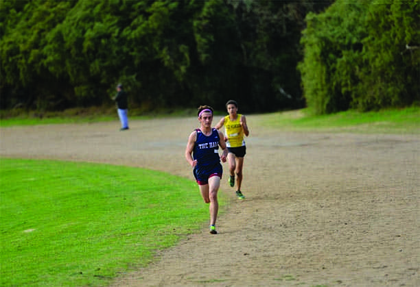 Eli Horwitz 17 leads the cross country race from the front. Horwitz won every league race this season.