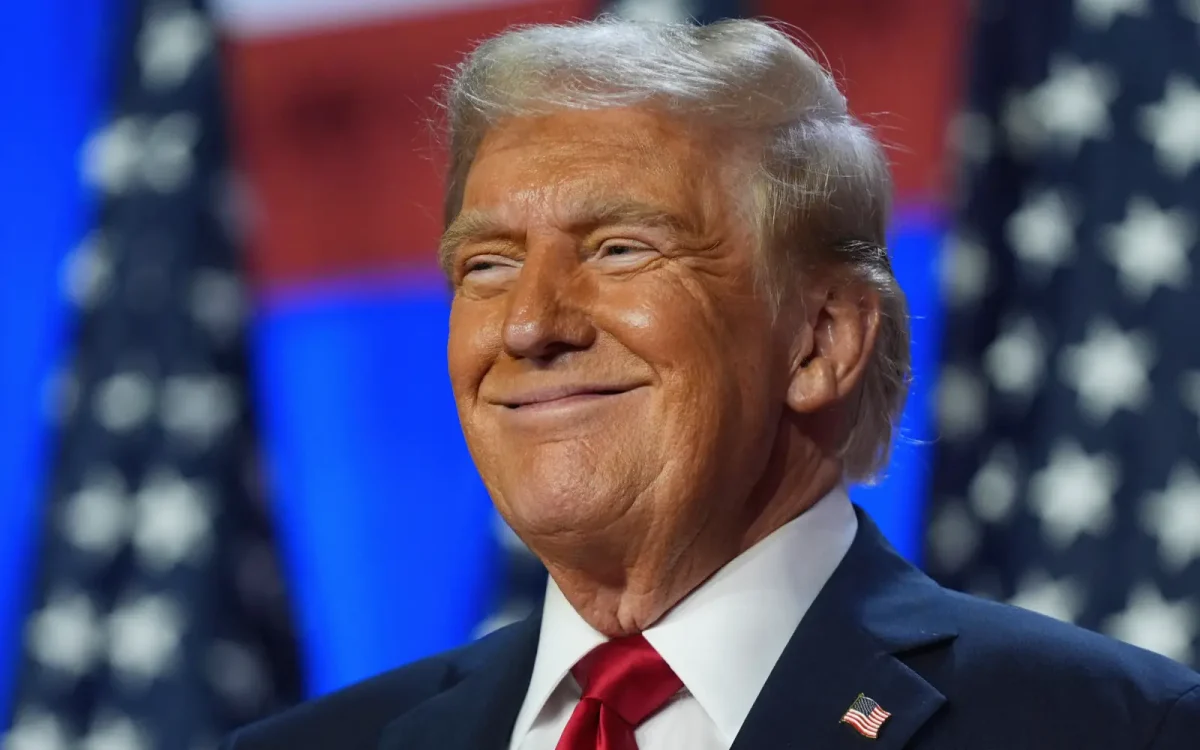 Trump Smiling At Trump HQ Prior To Victory Speech On Election Night || "Donald Trump elected US president in stunning comeback." Free Malaysia Today, 6 November 2024, https://www.freemalaysiatoday.com/category/highlight/2024/11/06/donald-trump-elected-us-president-in-stunning-comeback/. Accessed 14 November 2024.