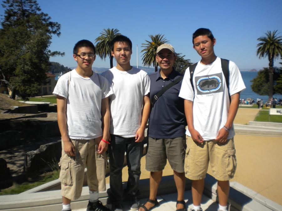 Left to Right: Raymond Jiang '12, Andy Chung '12, Mr. Compos, and Addison Chan '12