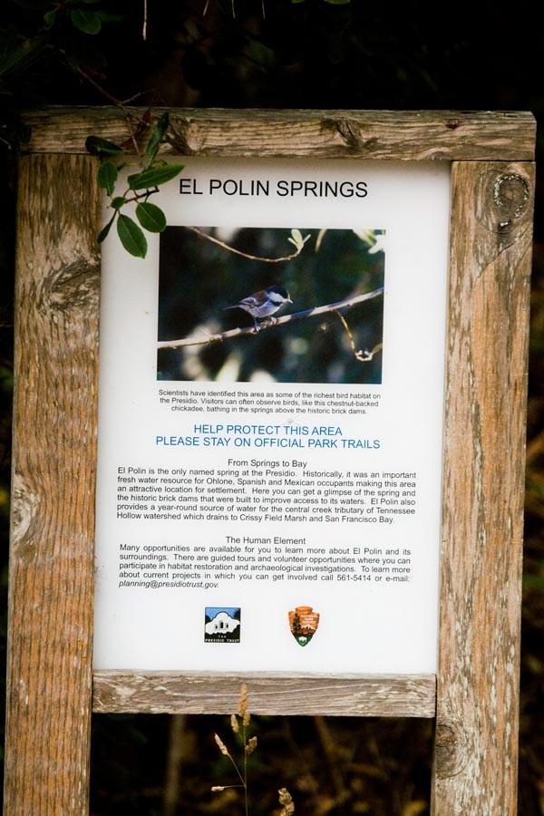 The sign explaining the significance of El Polin Springs