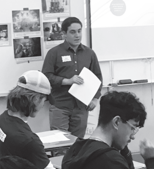 Seth Eislund 18 instructs a session during the March 4 Day of Learning event at Galileo High School. Eislund began his studies on the topic of the Yazidi Genocide through his International Baccalaureate Extended Essay.