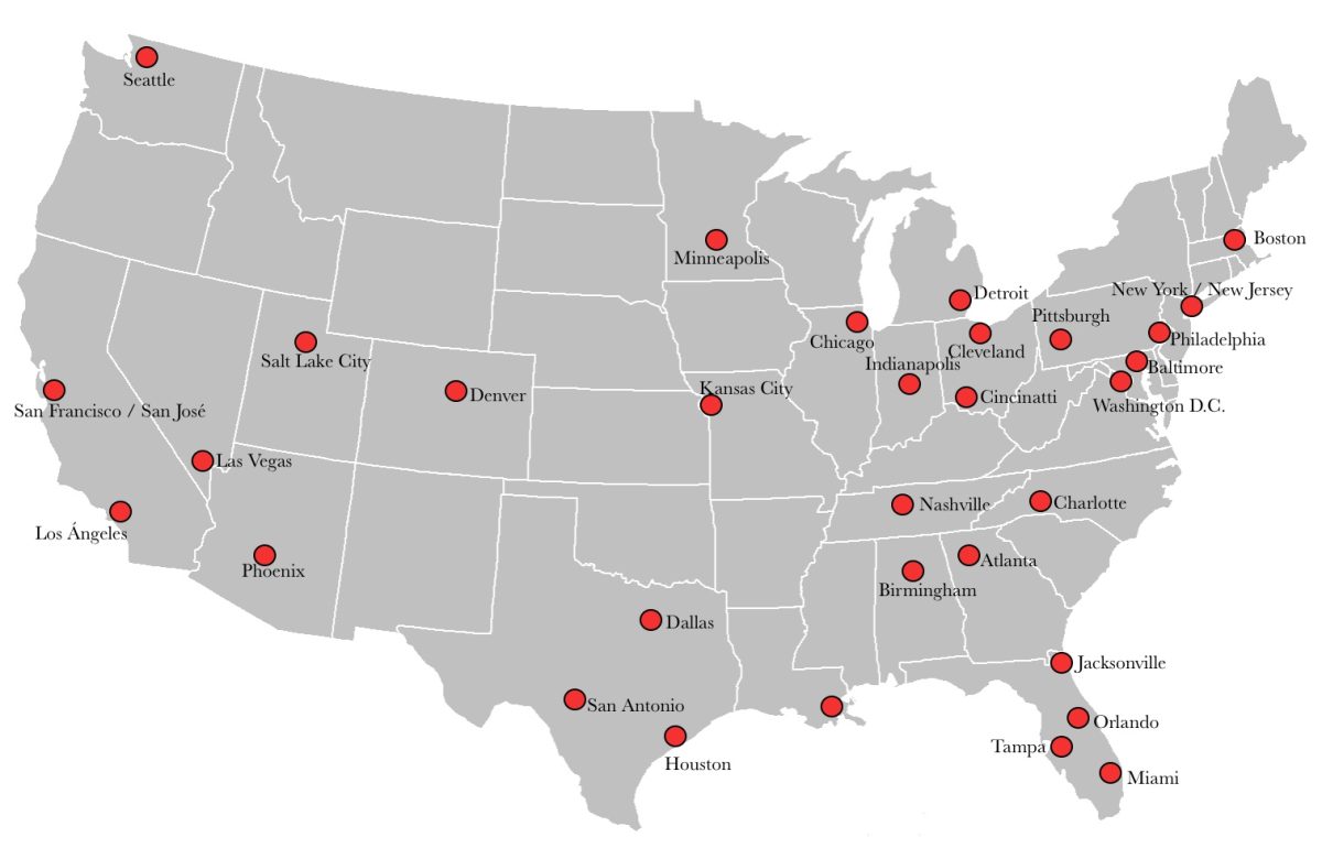 Wikimedia Commons, "FIFA World Cup 2026 - United States Potential Venues," licensed under Creative Commons Attribution-Share Alike 4.0 International. Accessed via Wikimedia Commons.