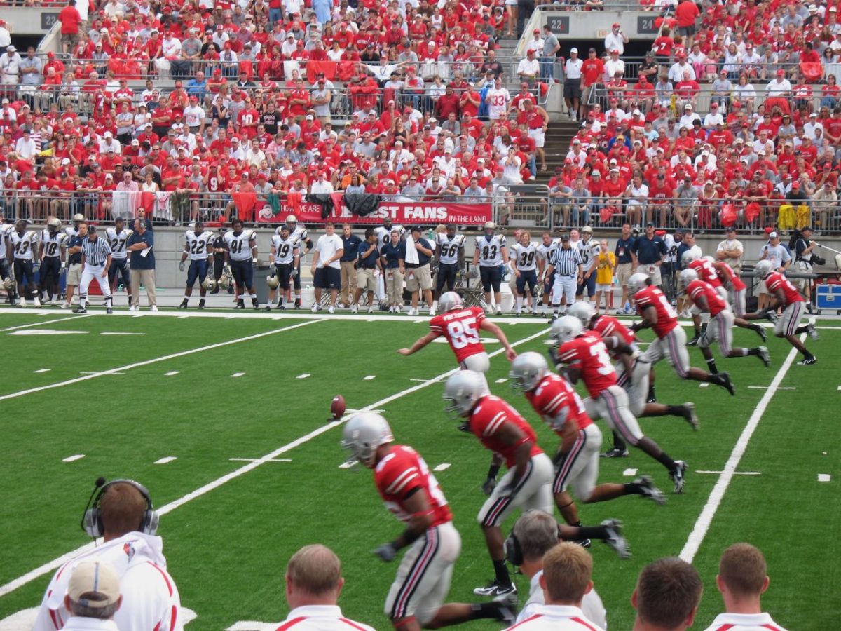 Ohio State kicks the ball off to the other team. This game on January 20th is a highly anticipated matchup. 