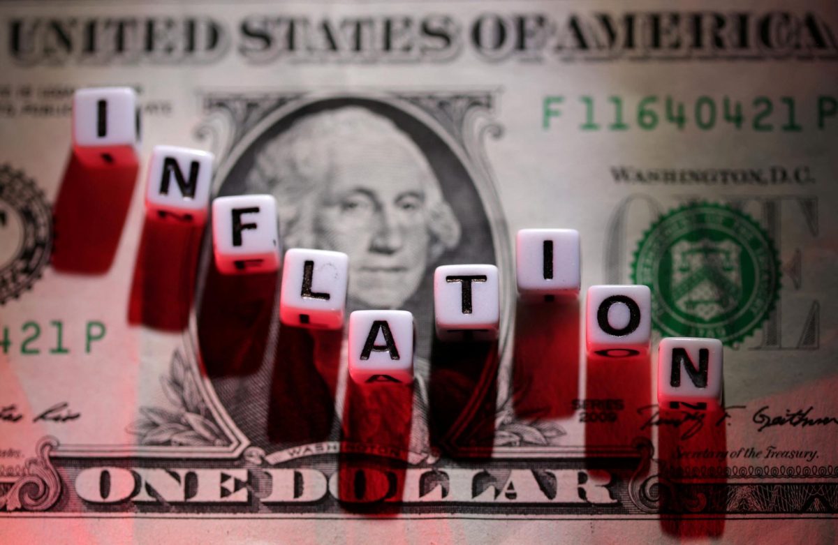 Plastic letters arranged to read "Inflation" are placed on U.S. Dollar banknote in this illustration taken, June 12, 2022.