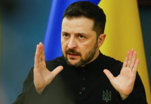 Ukraine's President Volodymyr Zelenskiy speaks during a press conference, amid Russia's attack on Ukraine, in Kyiv, Ukraine March 25, 2025. REUTERS/Valentyn Ogirenko