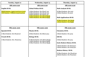 Senior Start Week Schedule.