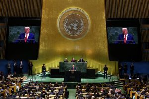 U.S. President Donald Trump addresses the 80th United Nations General Assembly at U.N. headquarters in New York City, U.S., September 23, 2025. REUTERS/MIKE SEGAR