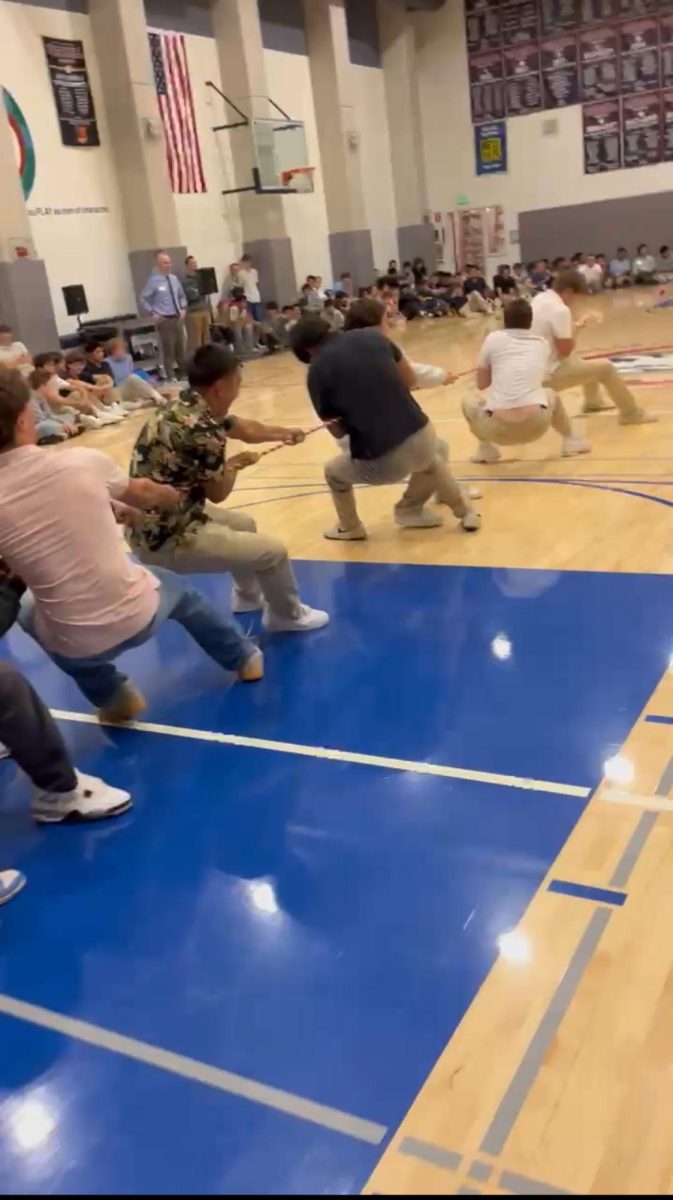 Seniors pull out the victory over the sophomores last Wednesday in the tug of war competition.