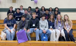 Convent and Stuart Hall students gather in the gym before the opening General Assembly of the Ludi Octobres.