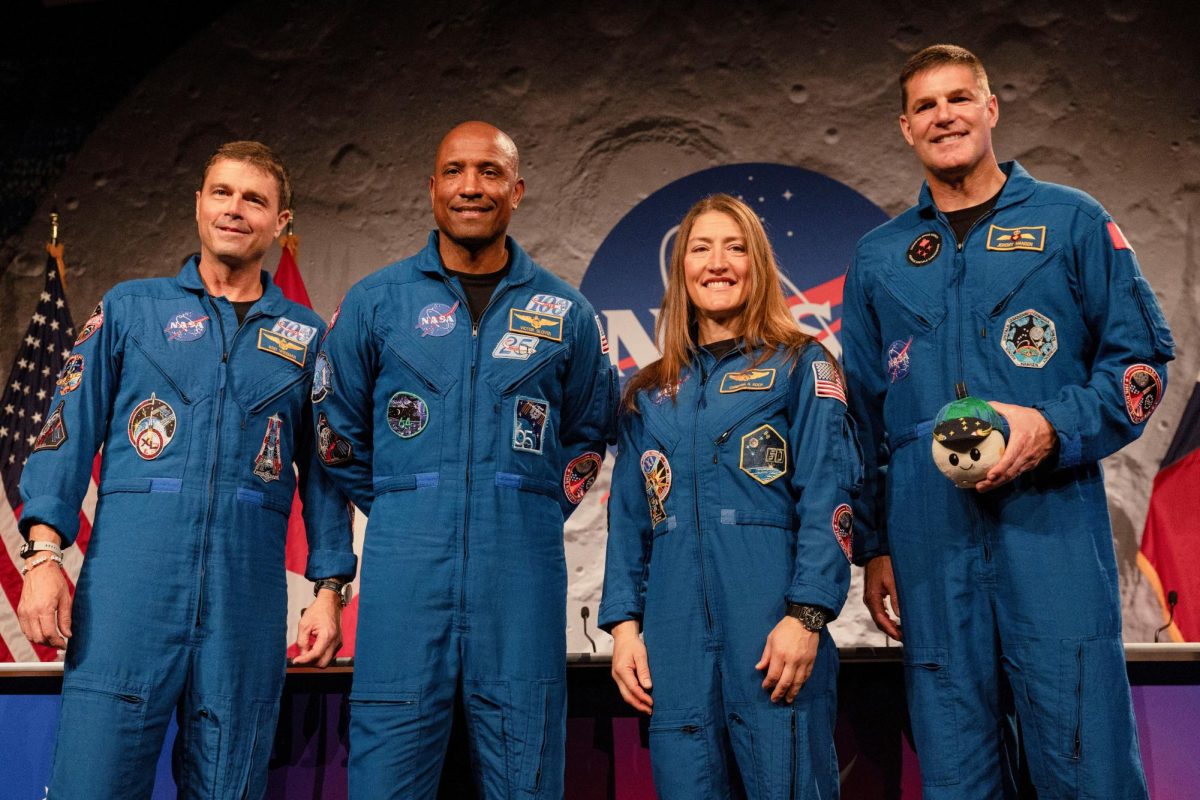 The four-member crew of the Artemis II Moon mission's Orion capsule, Reid Wiseman, Victor Glover, Christina Koch and Jeremy Hansen, pose for a picture during a press conference at NASA's Johnson Space Centre in Houston, Texas, U.S. April 16, 2026.  REUTERS/Lexi Parra TPX IMAGES OF THE DAY